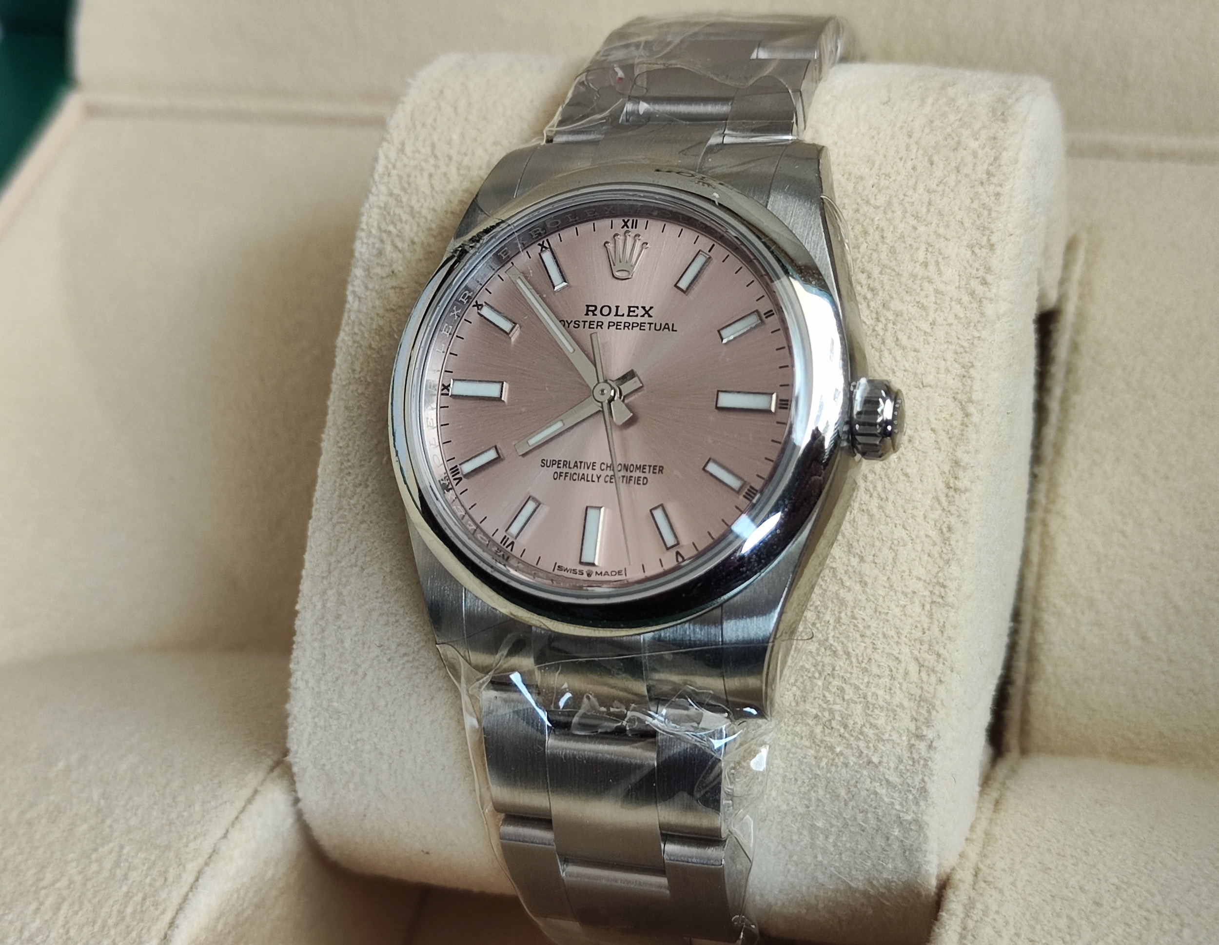 勞力士 124200 粉色面盤 錶徑34mm 自動上鍊 粉紅面 未使用品~原廠盒單 2024 3