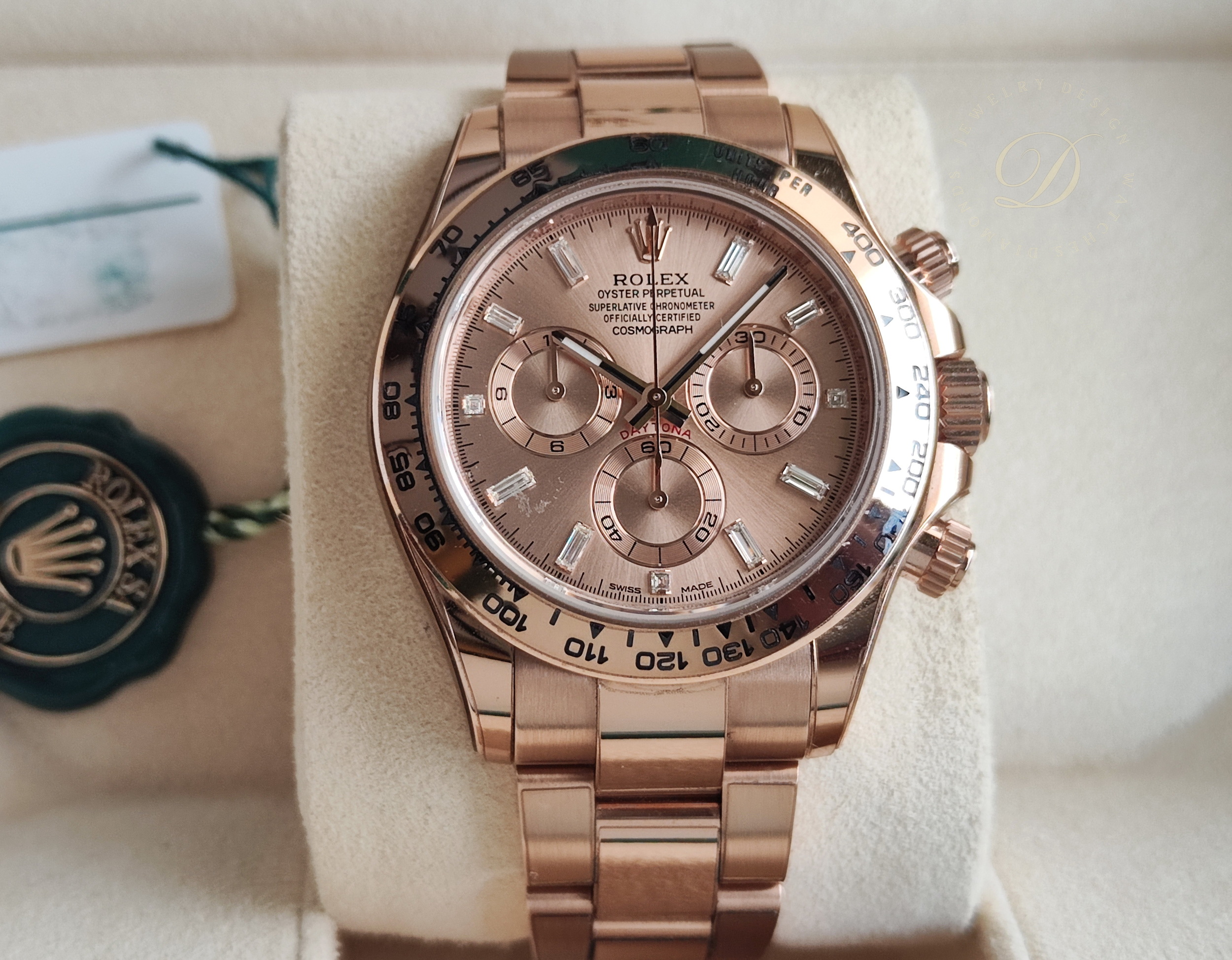 勞力士 116505A 玫瑰金 冰糖 原鑲梯鑽 計時功能 DAYTONA 條鑽刻度~原廠盒單 116505