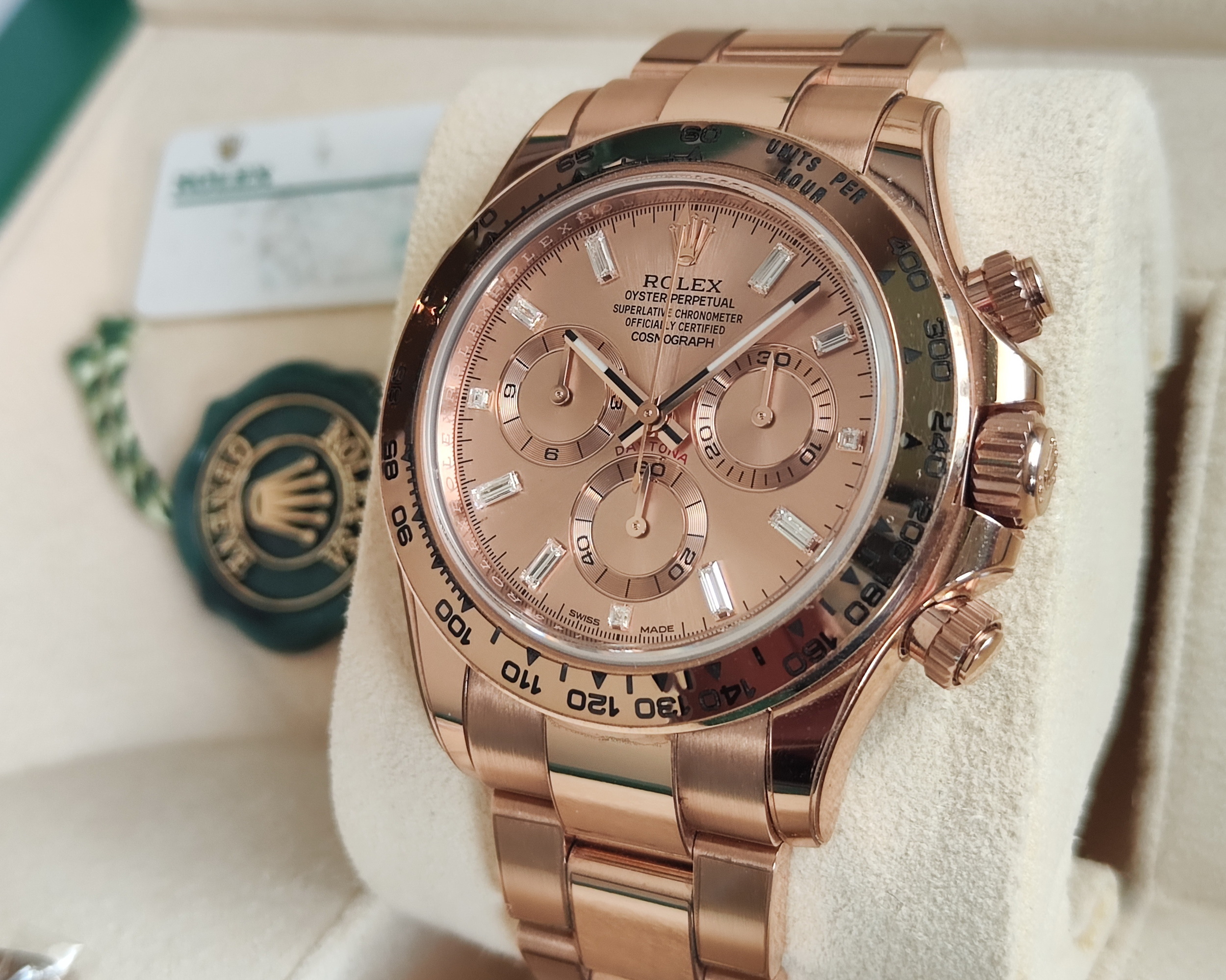 勞力士 116505A 玫瑰金 冰糖 原鑲梯鑽 計時功能 DAYTONA 條鑽刻度~原廠盒單 116505 3