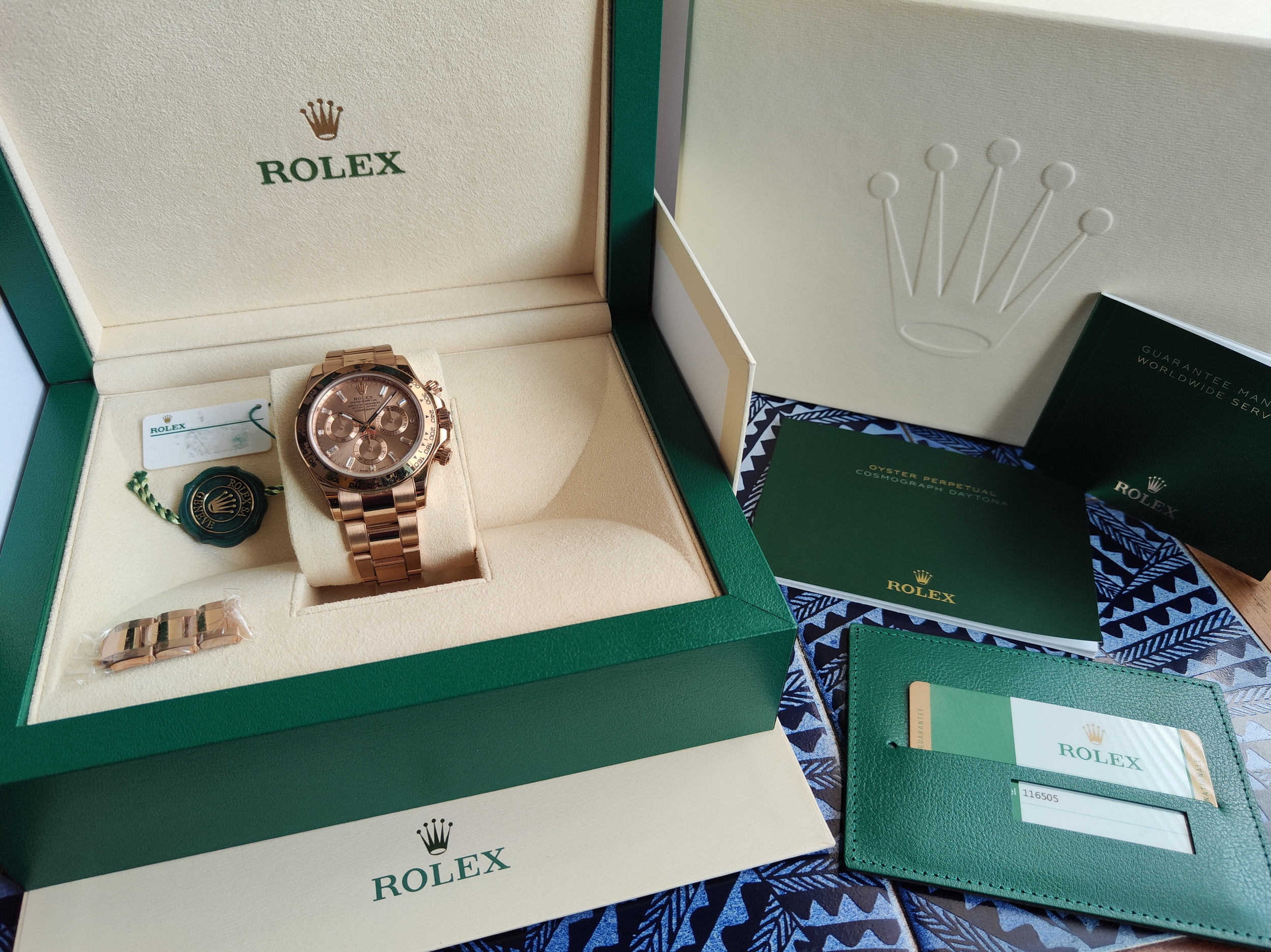 勞力士 116505A 玫瑰金 冰糖 原鑲梯鑽 計時功能 DAYTONA 條鑽刻度~原廠盒單 116505 9