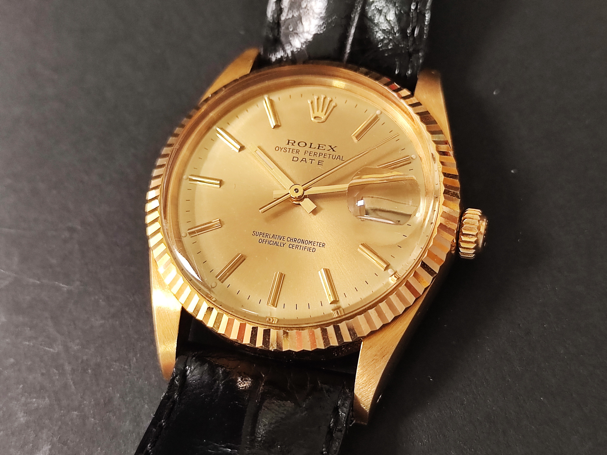 勞力士 15038 蠔式日誌 DATE 紅蟳 錶徑34mm 自動上鍊 金色面盤~原廠盒單 16238 4