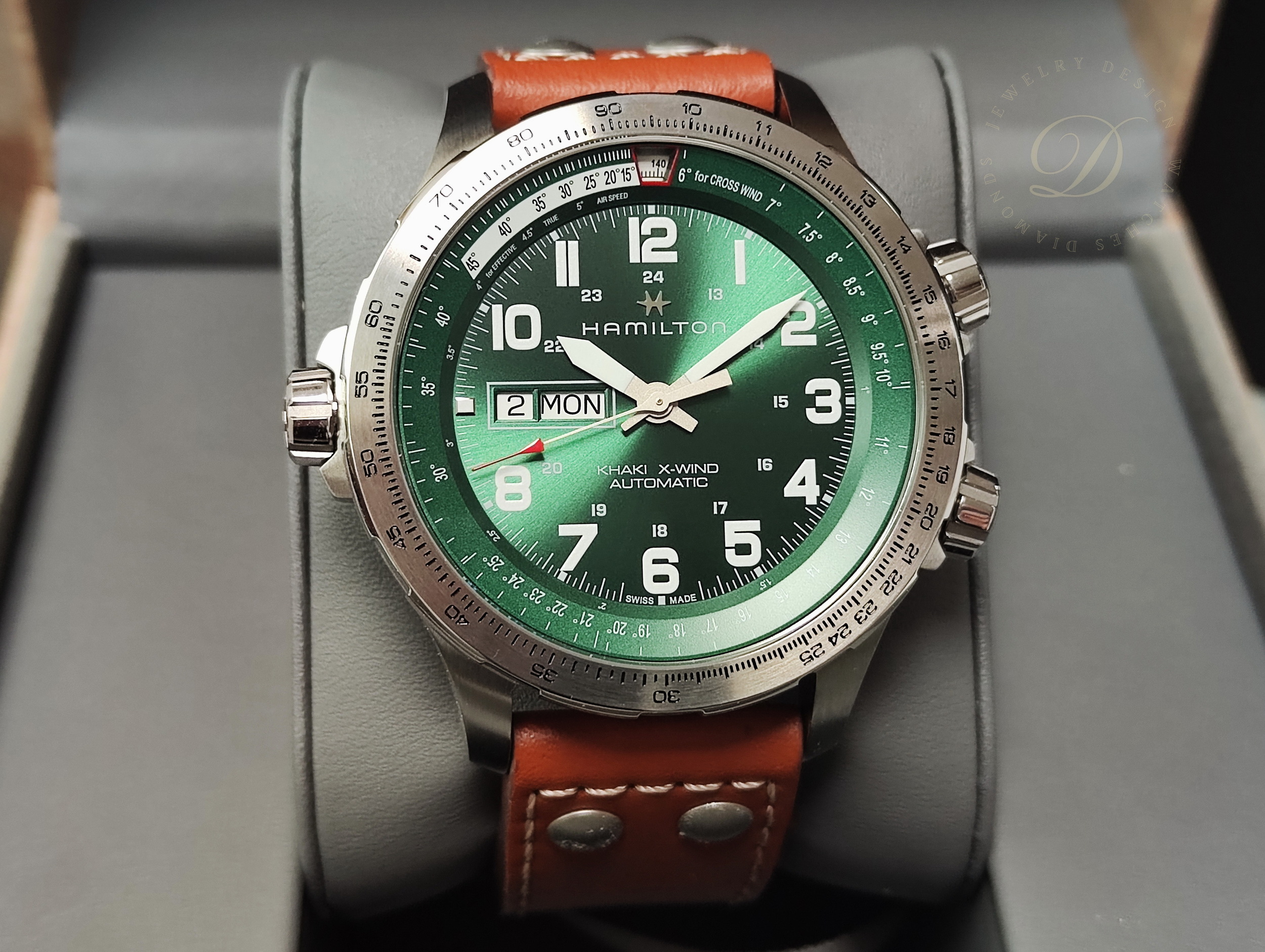 漢米爾頓 全新 卡其航空 X-Wind Day Date 大錶徑45mm  自動上鍊 綠色面盤~原廠盒單 2026AD