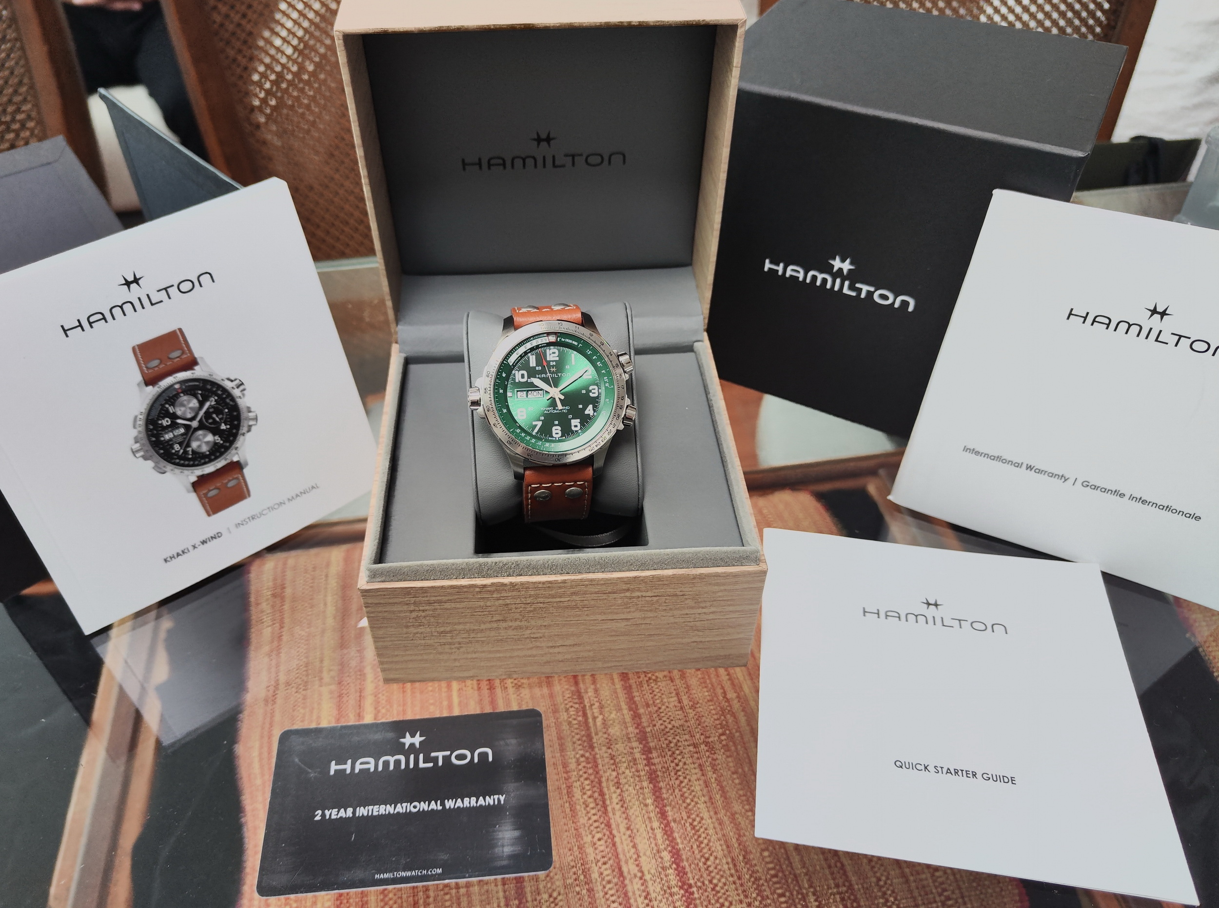 漢米爾頓 全新 卡其航空 X-Wind Day Date 大錶徑45mm  自動上鍊 綠色面盤~原廠盒單 2026AD 9