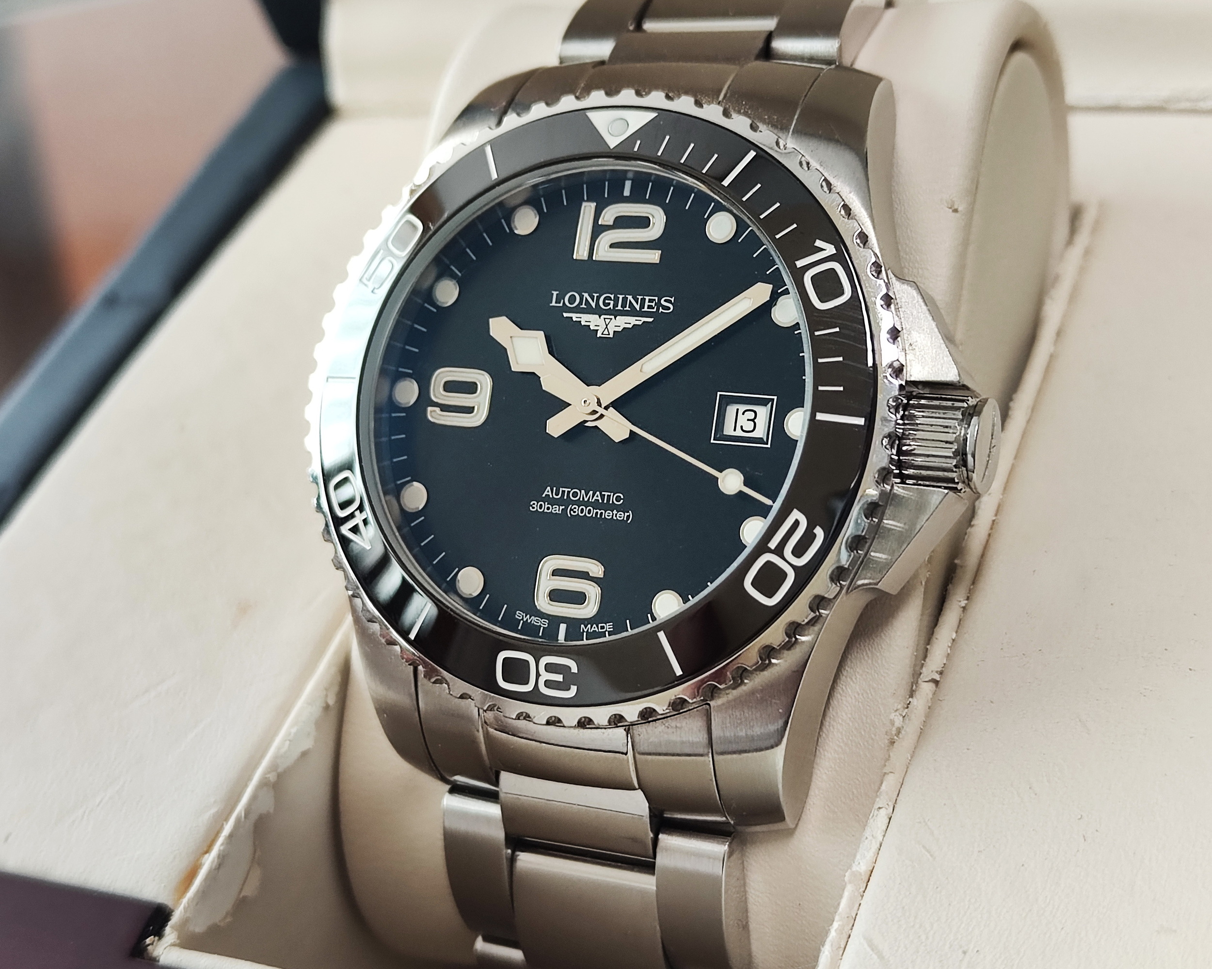 浪琴 深海征服者 大錶徑41mm 黑色陶瓷圈 自動上鍊 浪鬼 黑水鬼~原廠盒單 2018AD 2