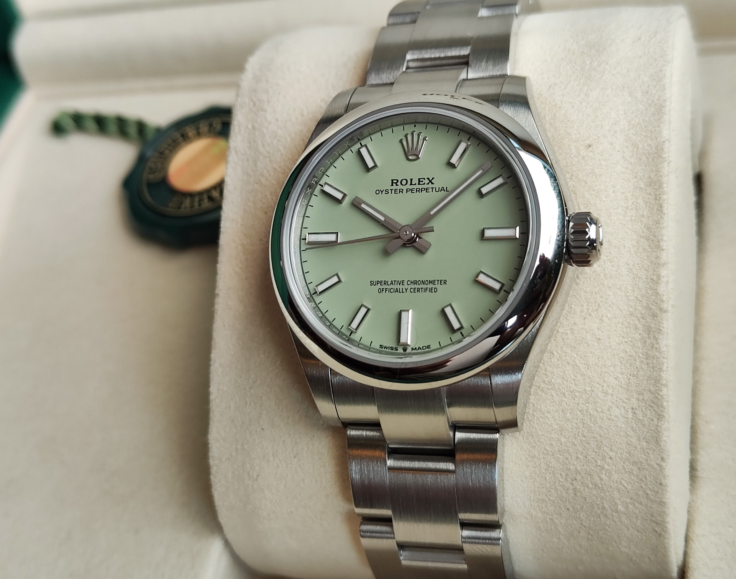 勞力士 全新 277200 開心果綠色面盤 錶徑31mm 自動上鍊 OP 124200可參考~原廠盒單 2026 3