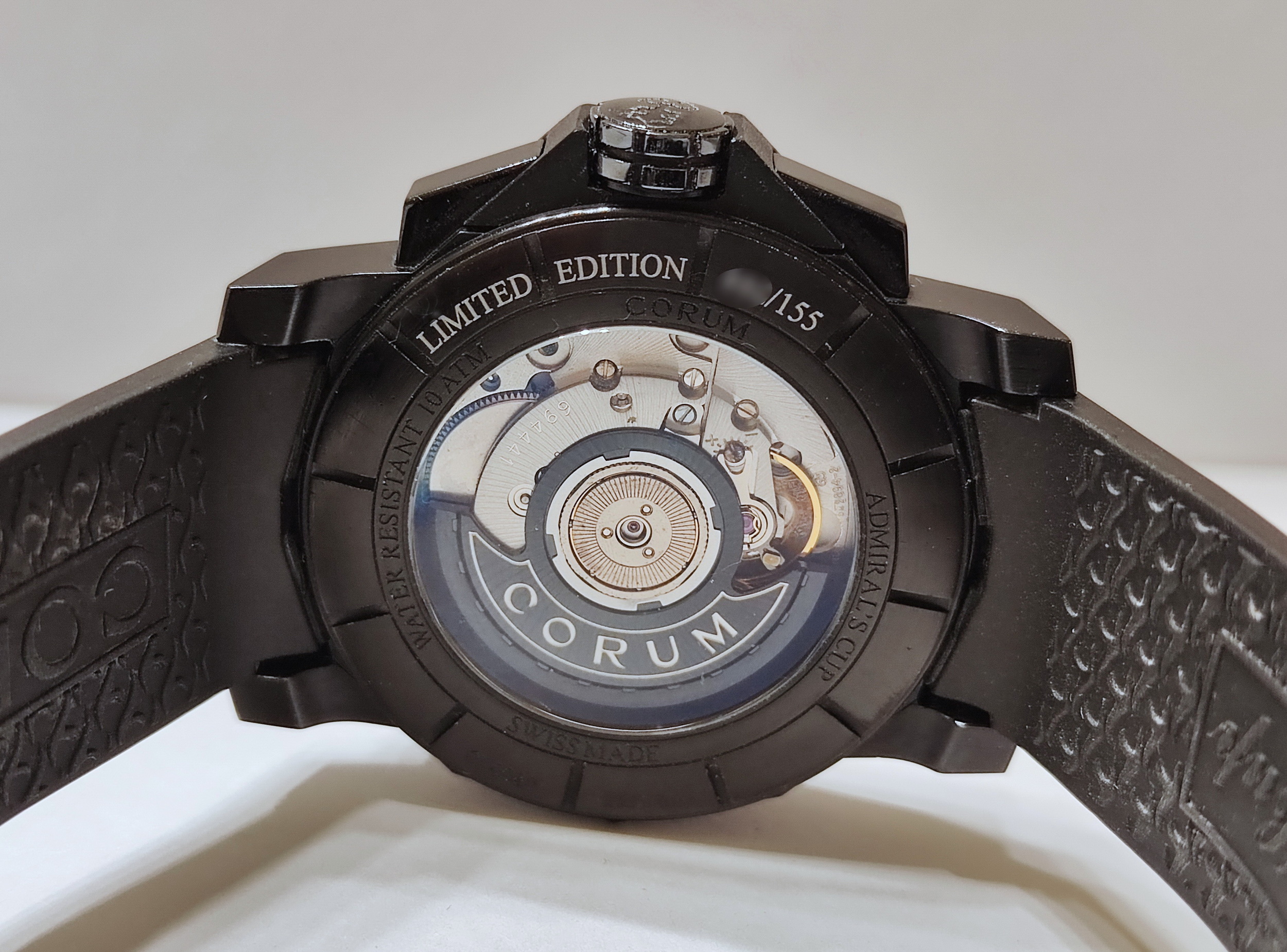 崑崙 CORUM 海軍上將 原鑲鑽圈 錶徑40mm 鍍黑錶殼 自動上鍊 計時碼錶~原廠盒單 全球限量 5