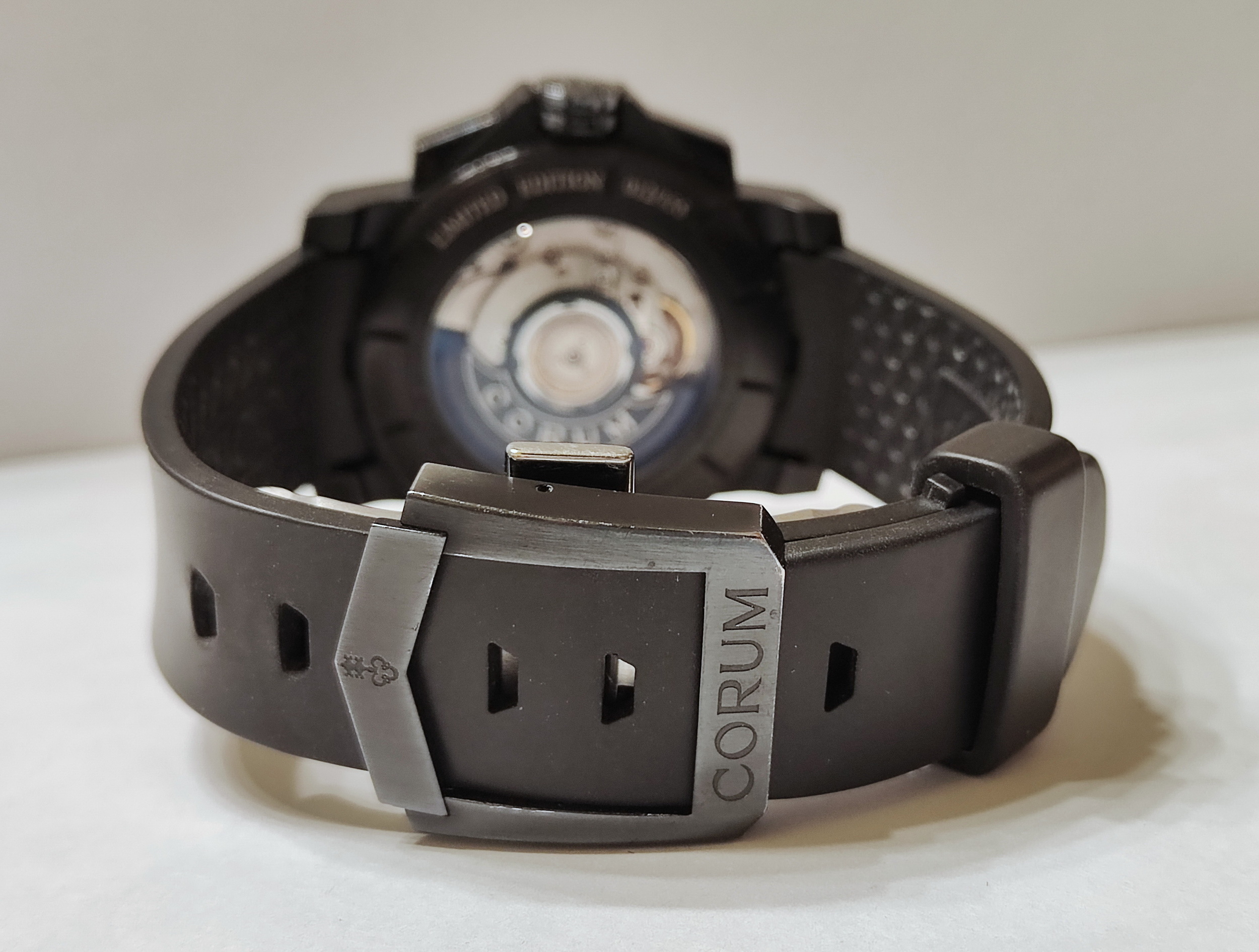 崑崙 CORUM 海軍上將 原鑲鑽圈 錶徑40mm 鍍黑錶殼 自動上鍊 計時碼錶~原廠盒單 全球限量 7