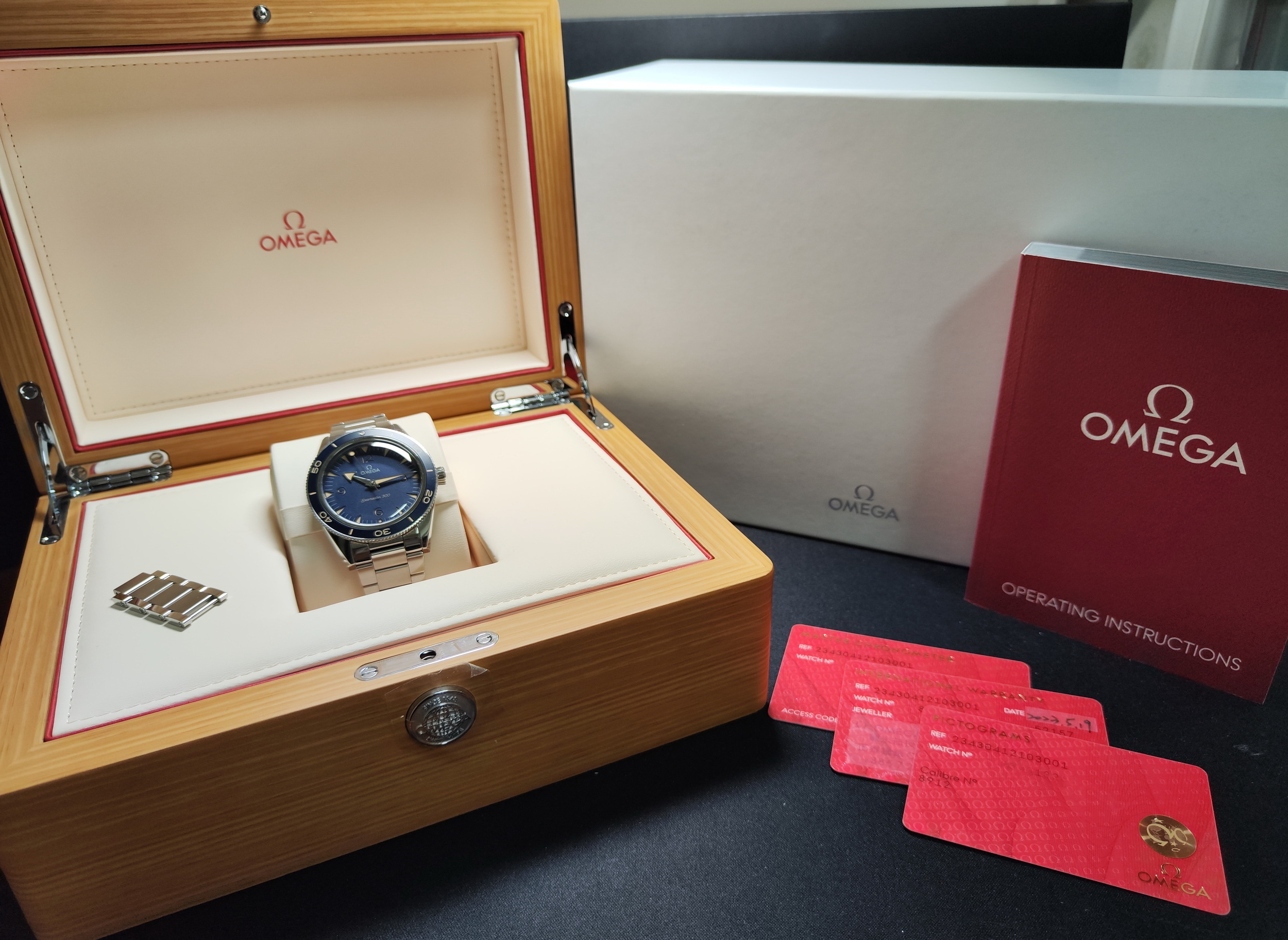 OMEGA 復古海馬 seamaster300 藍色面盤 大錶徑41mm 自動上鍊 高抗磁~原廠盒單 2023AD 10