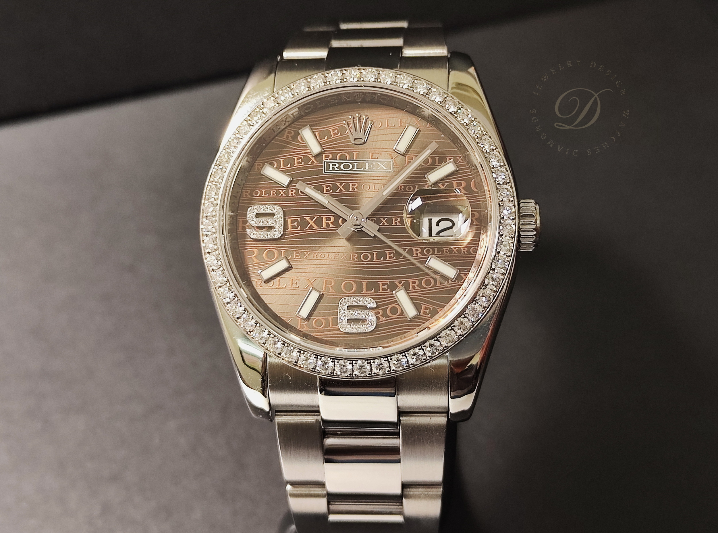 勞力士 116244 原鑲鑽圈 咖啡色 波浪面盤 錶徑36mm 自動上鍊 巧克力面 絕版釋出 單錶 69鑽