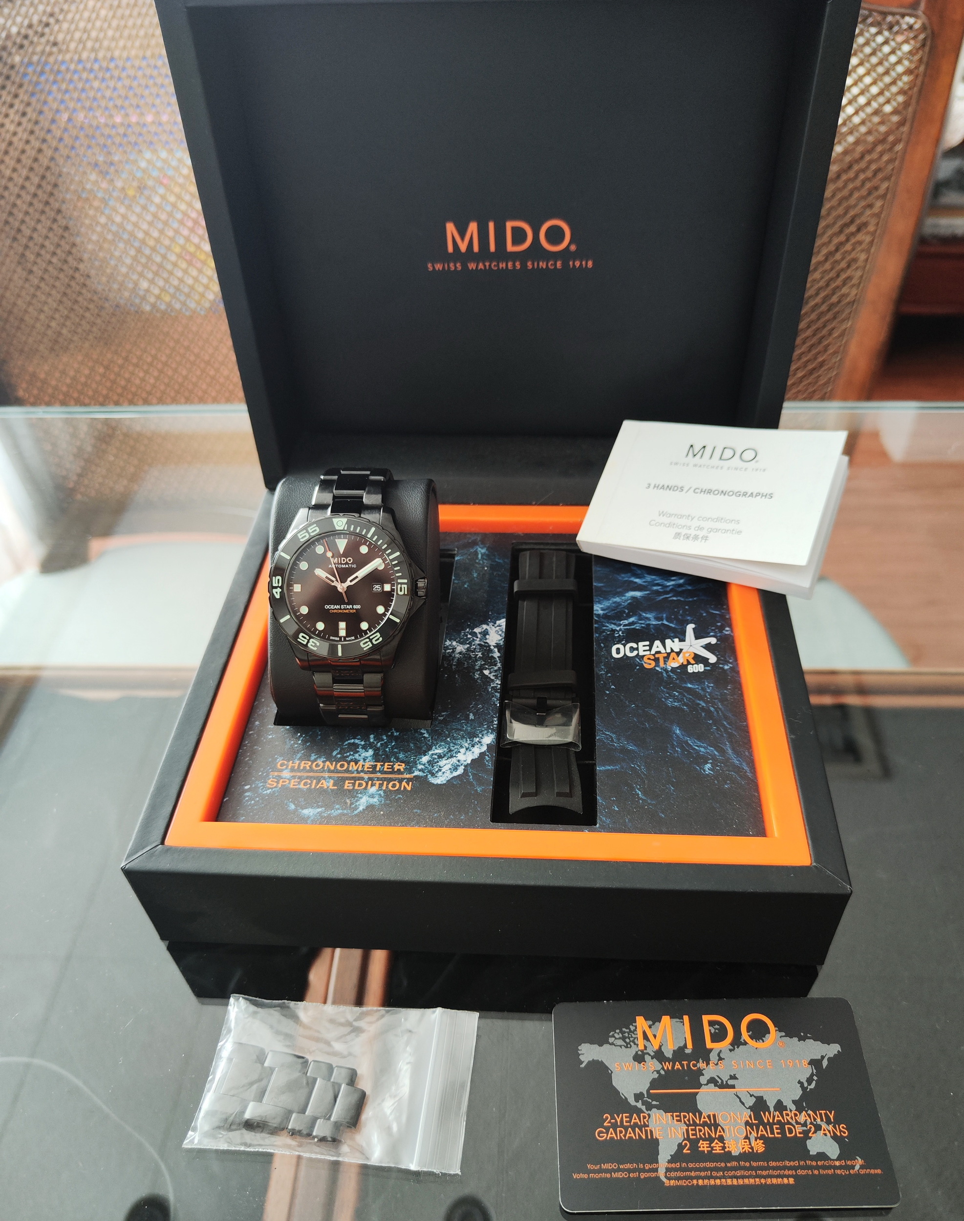 美度 MIDO 海洋之星 黑色錶殼 大錶徑43.5mm 自動上鍊 600米排氦 陶瓷圈~原廠盒單 2022AD 9