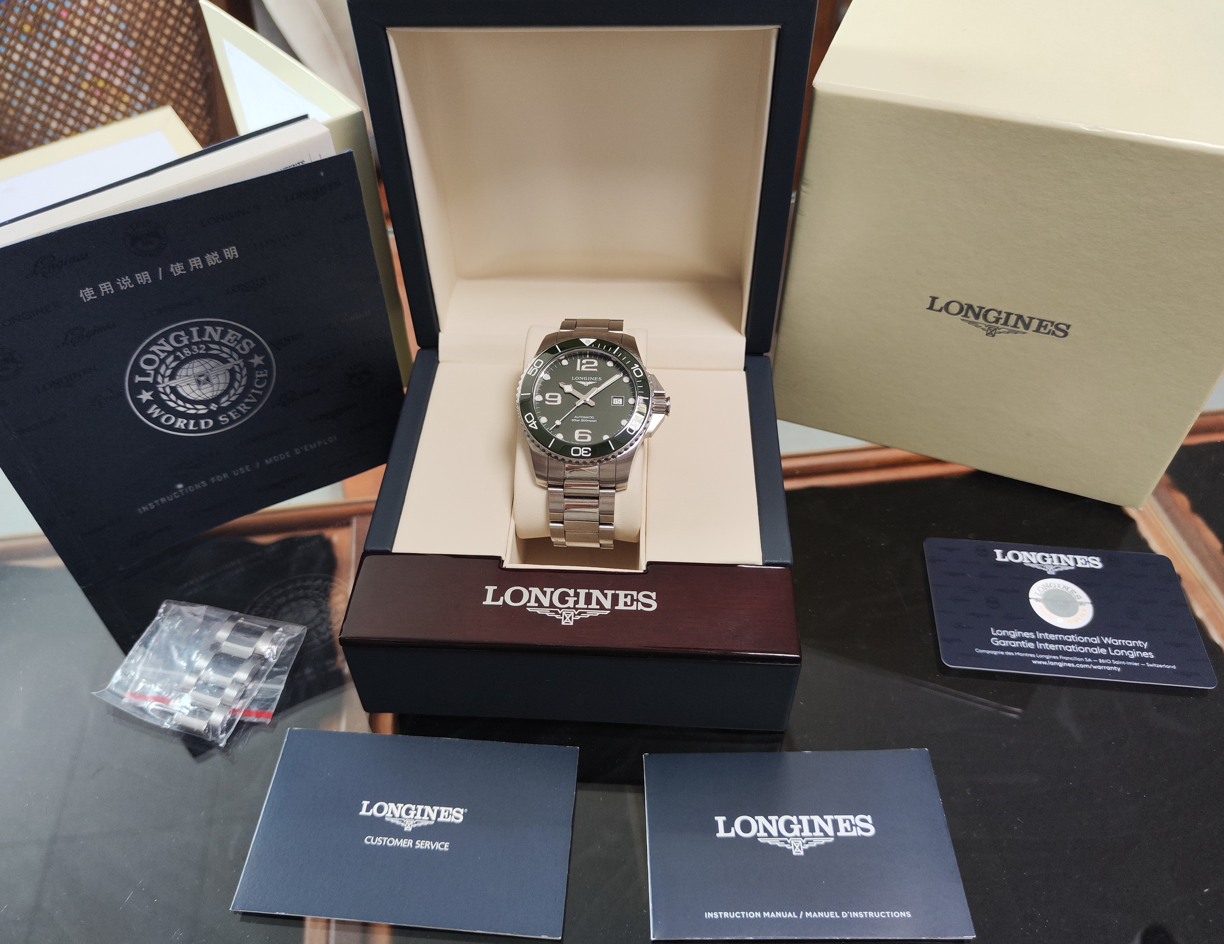 浪琴 深海征服者 大錶徑43mm 綠色陶瓷圈 自動上鍊 浪鬼 綠水鬼~原廠盒單 2023AD 7