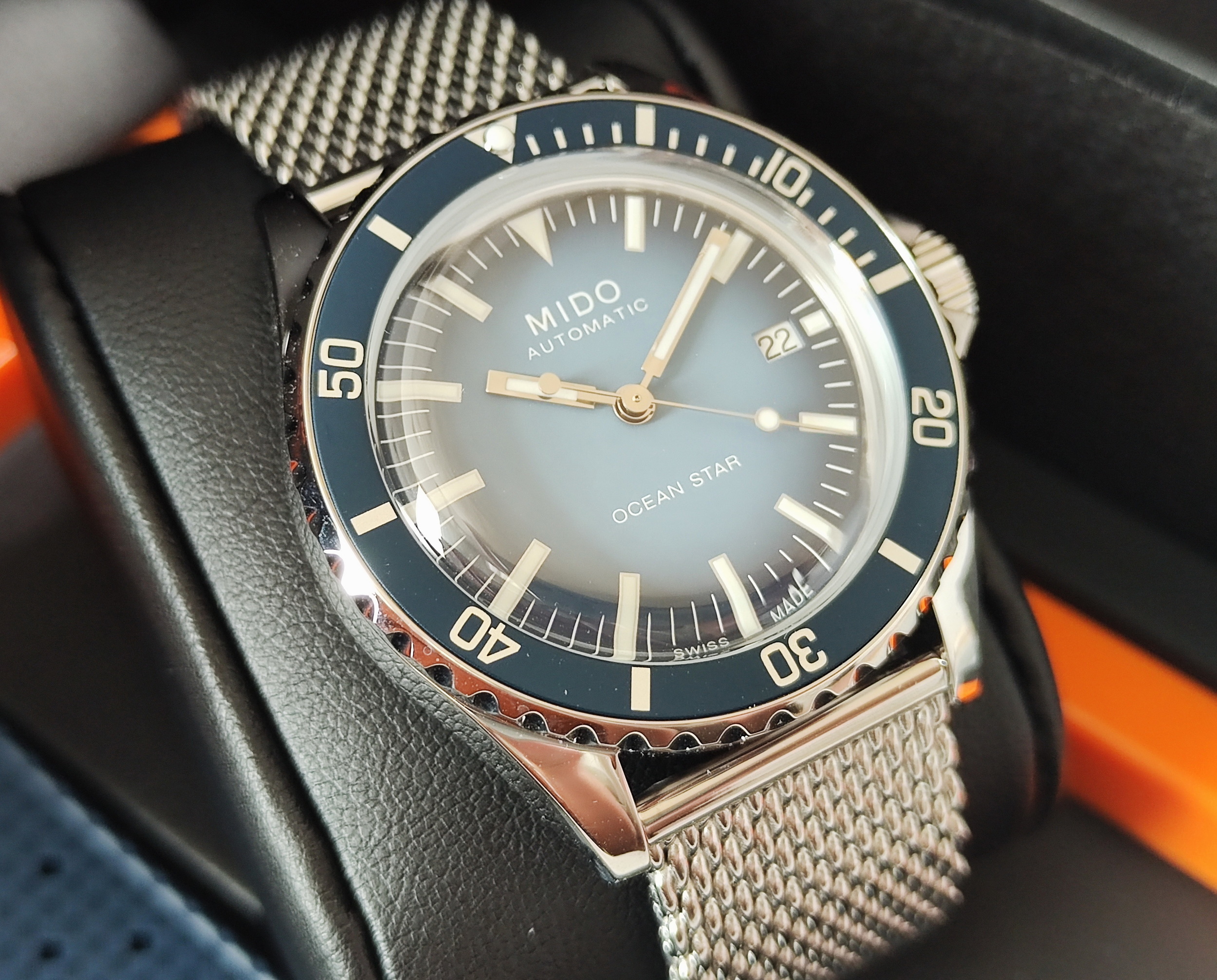 美度 MIDO全新 Tribute 海洋之星 冰藍色漸層面盤 錶徑40.5mm 自動上鍊~原廠盒單 2026AD 4
