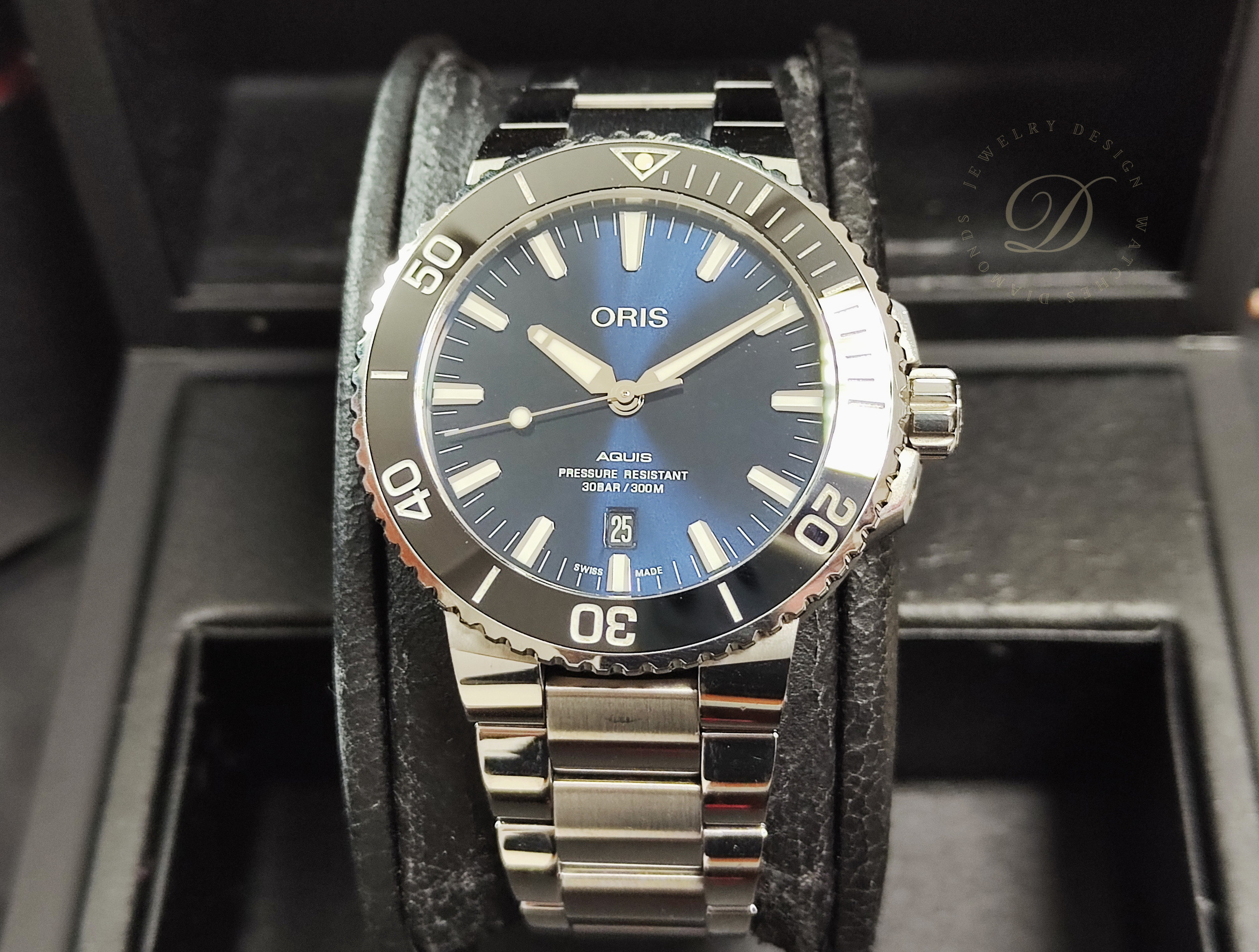 ORIS 歐力士 AQUIS 時間之海 藍色面盤 大錶徑43.5mm 黑色陶瓷圈 自動上鍊~原廠盒單 國內AD